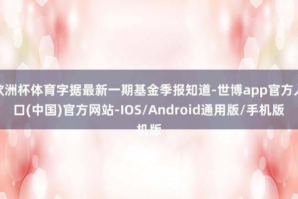 欧洲杯体育字据最新一期基金季报知道-世博app官方入口(中国)官方网站-IOS/Android通用版/手机版