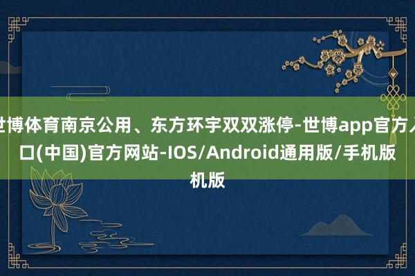 世博体育南京公用、东方环宇双双涨停-世博app官方入口(中国)官方网站-IOS/Android通用版/手机版