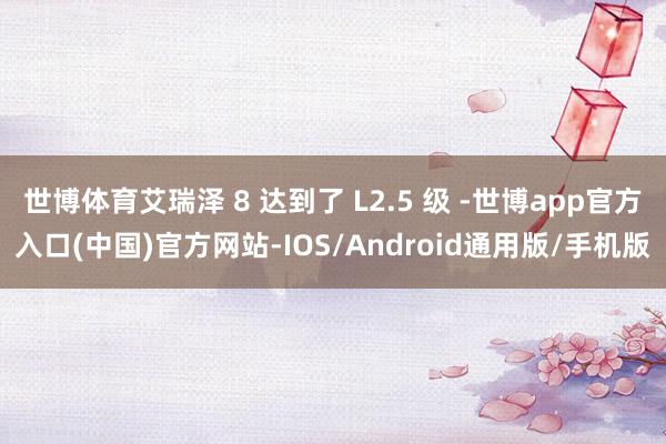 世博体育艾瑞泽 8 达到了 L2.5 级 -世博app官方入口(中国)官方网站-IOS/Android通用版/手机版