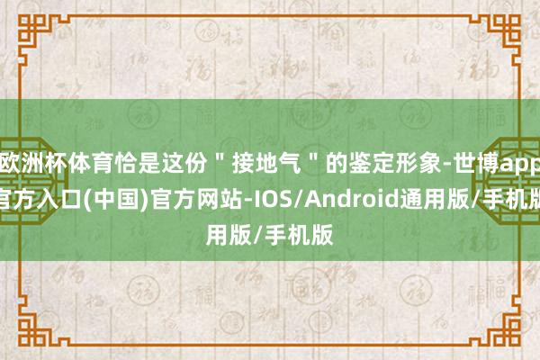欧洲杯体育恰是这份＂接地气＂的鉴定形象-世博app官方入口(中国)官方网站-IOS/Android通用版/手机版
