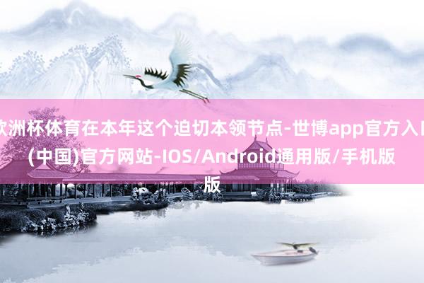 欧洲杯体育在本年这个迫切本领节点-世博app官方入口(中国)官方网站-IOS/Android通用版/手机版