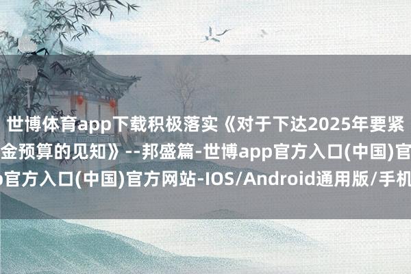 世博体育app下载积极落实《对于下达2025年要紧世界卫生处事支持资金预算的见知》--邦盛篇-世博app官方入口(中国)官方网站-IOS/Android通用版/手机版