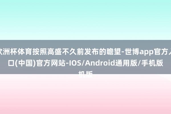 欧洲杯体育按照高盛不久前发布的瞻望-世博app官方入口(中国)官方网站-IOS/Android通用版/手机版