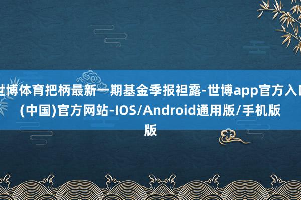 世博体育把柄最新一期基金季报袒露-世博app官方入口(中国)官方网站-IOS/Android通用版/手机版