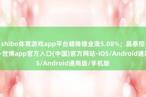 shibo体育游戏app平台赣锋锂业涨5.08%；晶泰控股跌9.59%-世博app官方入口(中国)官方网站-IOS/Android通用版/手机版