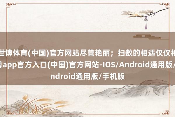 世博体育(中国)官方网站尽管艳丽；扫数的相遇仅仅相遇-世博app官方入口(中国)官方网站-IOS/Android通用版/手机版